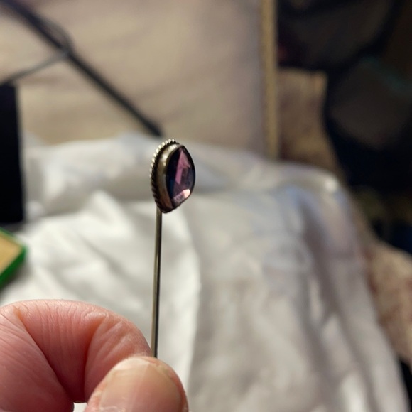 Very Old Art Deco Amethyst (?) Stick Pin  - Marquis Faceted Shape Design - Picture 1 of 1